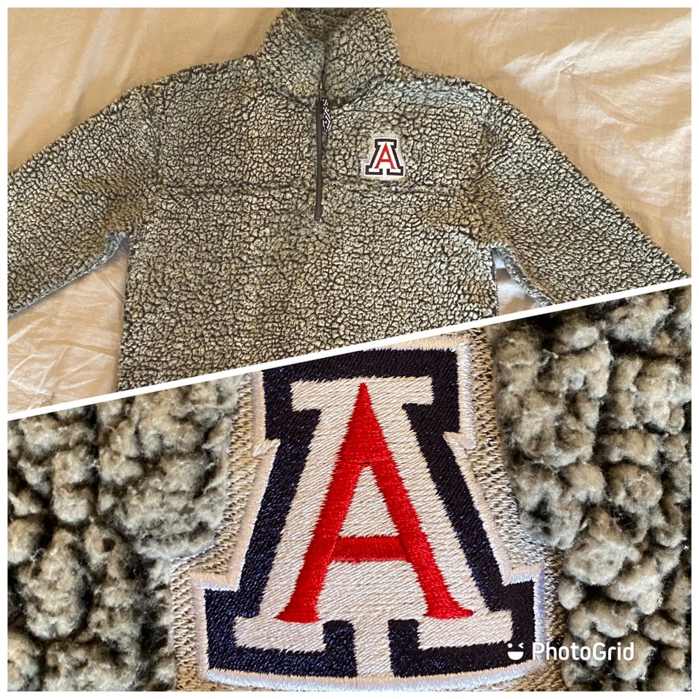 Gray Sherpa Quarter Zip - University of Arizona - Size Small - Cute, Cozy, Warm